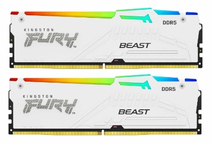Obrázek KINGSTON DIMM DDR5 32GB (Kit of 2) 6400MT/s CL32 Non-ECC FURY Beast RGB XMP, Bílá