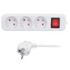 Obrázek Solight prodlužovací přívod, 3 zásuvky, bílý, vypínač, 2m