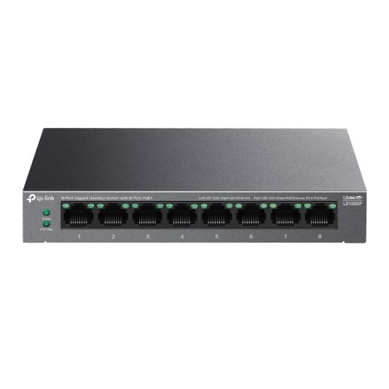 Obrázek TP-Link LiteWave switch LS108GP (8xGbE, 8xPoE+, 62W, fanless)