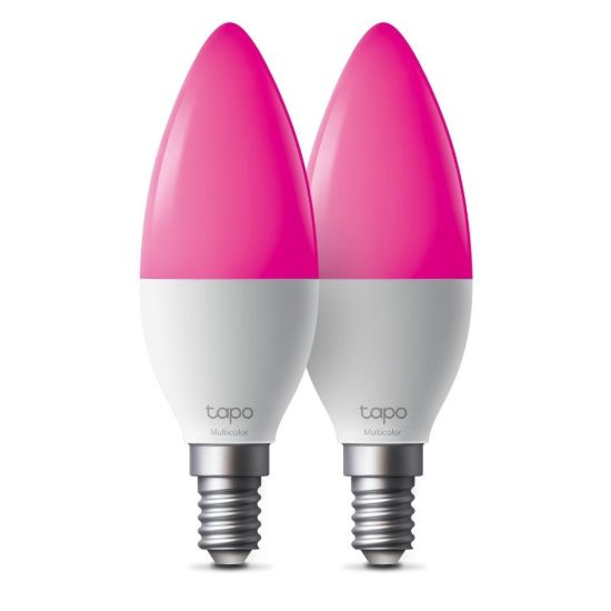 Obrázek TP-Link Tapo L430C(2-pack) chytrá WiFi stmívatelná LED žárovka (barevná,2500K-6500K,470lm,2,4GHz,E14)