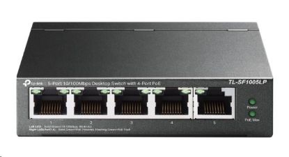 Obrázek TP- Link switch TL- SF1005LP (5x100Mb/ s, 4xPoE, 41W, fanless)