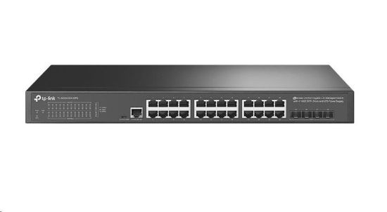 Obrázek TP- Link OMADA JetStream switch pro připojení k UPS TL- SG3428X- UPS (24xGbE, 4xSFP+, 2xconsole, fanless)