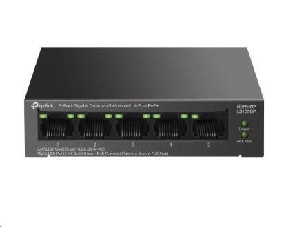 Obrázek TP- Link LiteWave switch LS105GP (5xGbE, 4xPoE+, 65W, fanless)