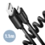 Obrázek AXAGON BUCM-AM20TB, TWISTER kabel USB-C <-> USB-A, 1.1m, USB 2.0, 3A, ALU, tpe, černý