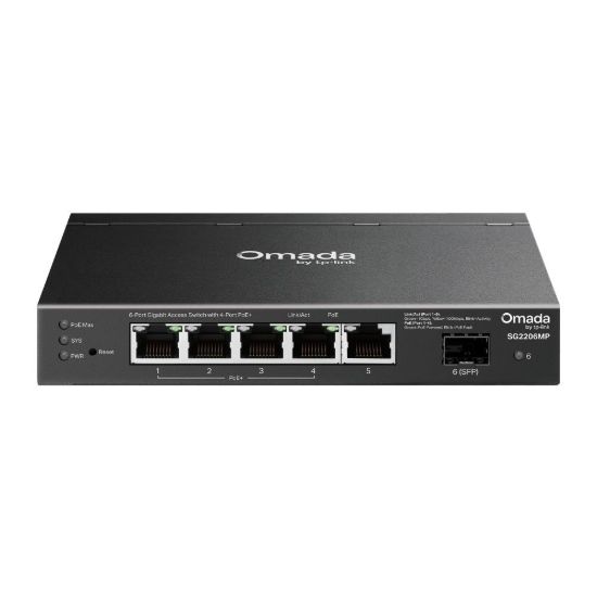 Obrázek TP-Link OMADA switch SG2206MP (5xGbE,1xSFP,4xPoE+,63W,fanless)