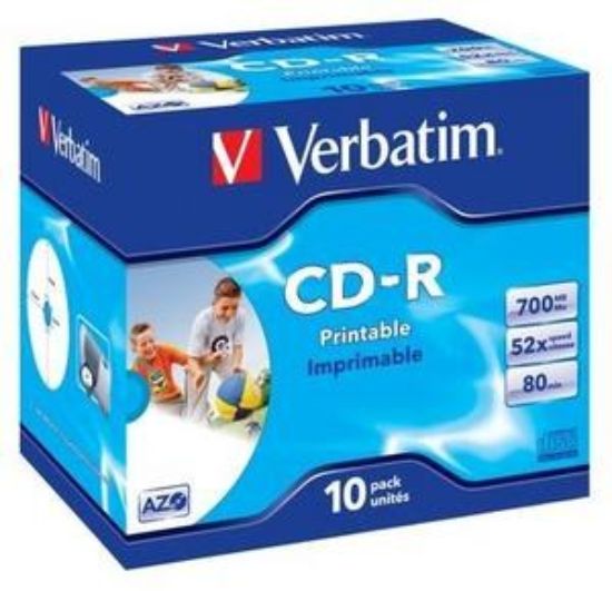 Obrázek VERBATIM CD-R(10-Pack)Jewel/Printable/DLP/52x/700MB