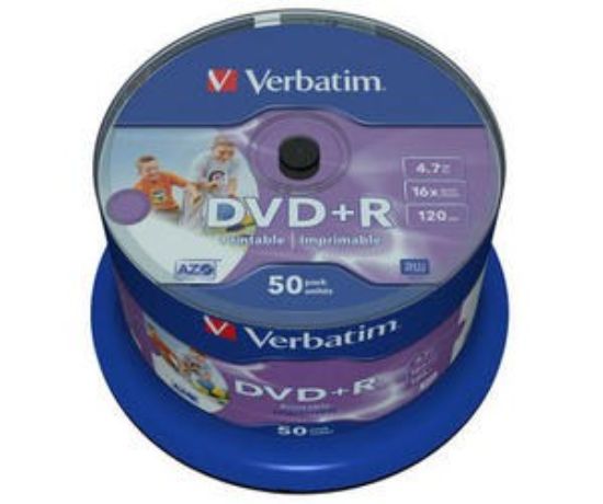 Obrázek VERBATIM DVD+R(50-Pack)Spindle/Printable/16x/4.7GB/DLP