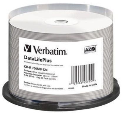 Obrázek VERBATIM CD-R(50-pack) spindl, AZO 52X,700MB,WHITE WIDE PRINTABLE SURFACE NON-ID