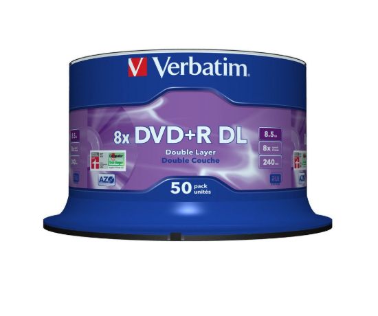 Obrázek VERBATIM DVD+R(50-pack)/Double Layer/Spindle/ 8X 8.5GB Matt Silver