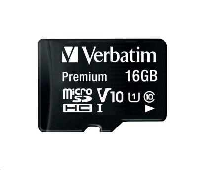 Obrázek VERBATIM MicroSDHC karta 16GB Premium, U1 + SD adaptér