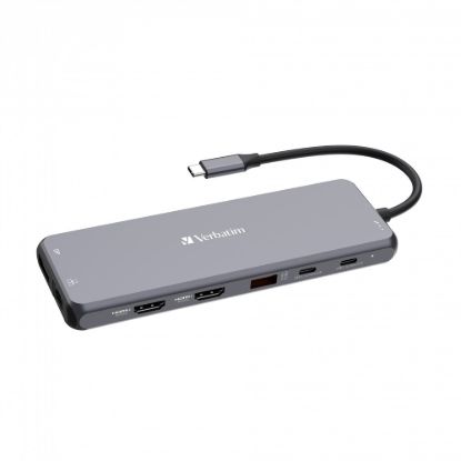 Obrázek VERBATIM Hub USB- C Pro Multiport 13 Port, 6x USB- A, 2x USB- C, 2x HDMI, DP, RJ45, 3.5mm Jack audio, šedá