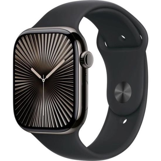 Obrázek Apple Watch Series 10 GPS + Cellular 42mm Slate Titanium Case with Black Sport Band - M/L
