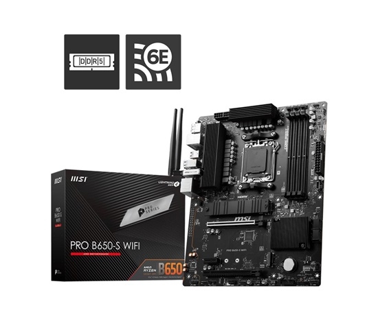 Obrázek BAZAR - MSI MB Sc AM5 PRO B650-S WIFI, AMD B650, 4xDDR5, 1xDP, 1xHDMI, WI-FI - Poškozený obal (Komplet)