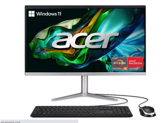 Obrázek ACER PC AiO Aspire C24-1300, Ryzen 5 7520U ,23,8" FHD IPS,16GB,512GB M.2 SSD,Radeon610M,W11Original,stříbrná,KB+Mouse