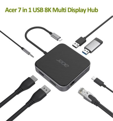 Obrázek ACER  7in1 USB4 8K Multi Display hub: 1 x HDMI + 1 DP + 2 x USB3.2 + 1 x USB C + 1 x RJ45 + 1 x 3.5mm audio port