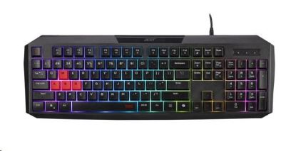 Obrázek ACER Nitro Gaming Keyboard 100, Membrane Switch, 26 Anti-ghosting kláves, životnost 3 mil. stisků, 7 zón RGB podsvíc