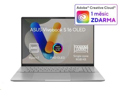 Obrázek ASUS NTB Vivobook S16 OLED (M5606KA-OLED094X), AI 7 350, 16" 3K, 24GB, 1TB SSD, AMD Radeon, W11 Pro, Cool Silver