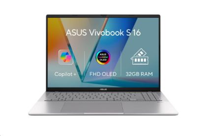 Obrázek ASUS NTB Vivobook S16 (S3607QA- OLED064W), X X1 26 100, 16" 1920x1200, 32GB, 1TB SSD, Adreno, W11 Home, Cool Silver