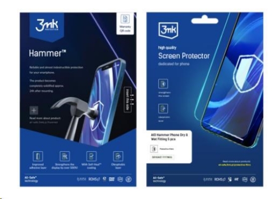 Obrázek 3mk All-Safe - AIO fólie Hammer Dry & Wet Fitting Phone, 5 ks