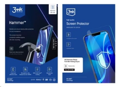 Obrázek 3mk All-Safe - AIO fólie Hammer Full Wet Fitting Phone, 25 ks