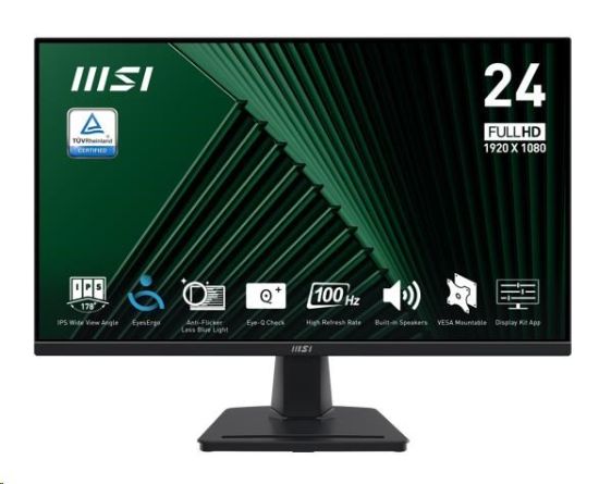 Obrázek MSI LCD PRO MP245G, 23.8" 1920x1080, IPS, 100Hz, 4ms, VESA 100x100mm, N/A, Black