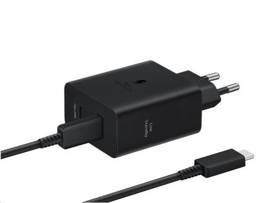 Obrázek Samsung Dual USB- C 50W Cestovní nabíječka + USB- C Datový Kabel Black
