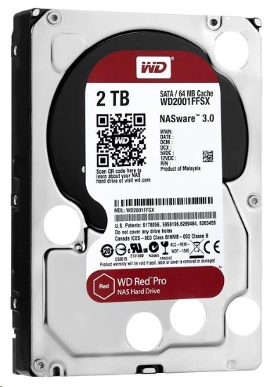 Obrázek WD RED Pro NAS WD2002FFSX 2TB, SATA III 3.5", 64MB 7200RPM, 164MB/s, CMR