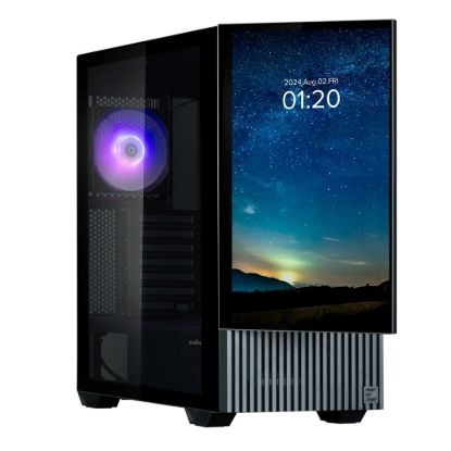 Obrázek ZALMAN case Z10 DS, Mid Tower, ATX, Integrovaný Monitor, 2xUSB 3.0, 1xUSB-C, 1x ARGB + 2x 120mm Fan, černá