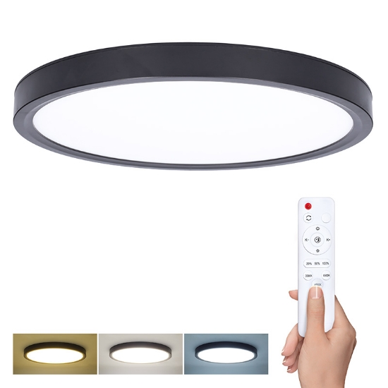 Obrázek Solight LED osvětlení s dálkovým ovladačem Estela Black, 36W, 2700lm, 30cm, změna chromatičnosti, stmívatelné
