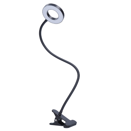 Obrázek Solight LED stmívatelná stolní lampička s klipem, 300lm, nastavitelná teplota světla, USB