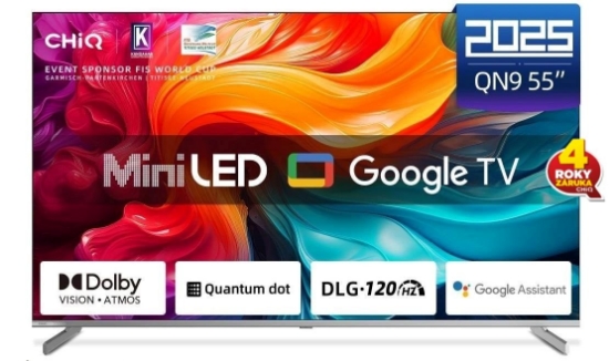 Obrázek CHiQ M55QN9V TV 55", UHD MiniLED  Google TV DLG 120 Hz