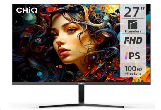 Obrázek CHiQ 27" UltraSlim monitor 27F650R FHD, 100 Hz, Frameless, repro, černý