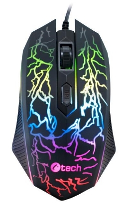 Obrázek C-TECH herní myš Tychon (GM-03P), casual gaming, herní, 7 barev podsvícení, 3200DPI, USB