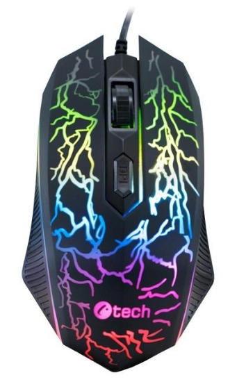 Obrázek C-TECH herní myš Tychon (GM-03P), casual gaming, herní, 7 barev podsvícení, 3200DPI, USB