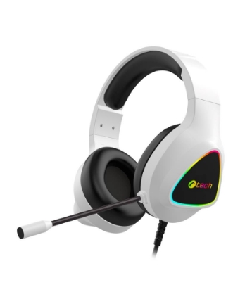 Obrázek C-TECH Herní sluchátka Midas (GHS-17BK), RGB podsvícení, 3.5mm Jack, bílá