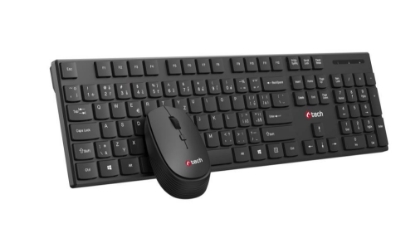 Obrázek C-TECH klávesnice s myší WLKMC-03, Bezdrátový set 2.4GHz, CZ, Černá
