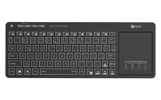 Obrázek C-TECH Klávesnice WLTK-03, Bezdrátová, Touchpad, černá