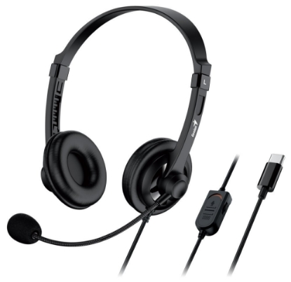 Obrázek GENIUS sluchátka HS-230U, USB-C, černá