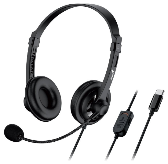 Obrázek GENIUS sluchátka HS-230U, USB-C, černá