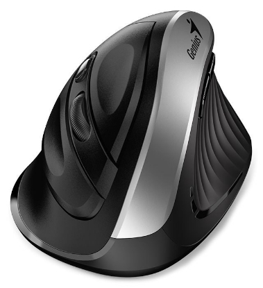 Obrázek GENIUS Vertikální myš Ergo 8250S Silver Grey/ 1600 dpi/ bezdrátová/ 6tlačítek/ tichá/ černostříbrná