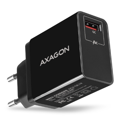 Obrázek AXAGON ACU-QC19, QC nabíječka do sítě 19W, 1x USB-A port, QC3.0/AFC/FCP/SMART, černá
