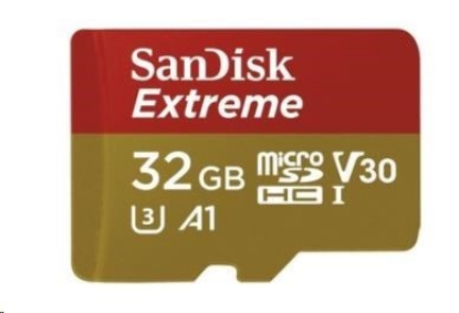 Obrázek SanDisk MicroSDHC karta 32GB Extreme (100MB/s, Class 10, UHS-I U3 V30) + adaptér