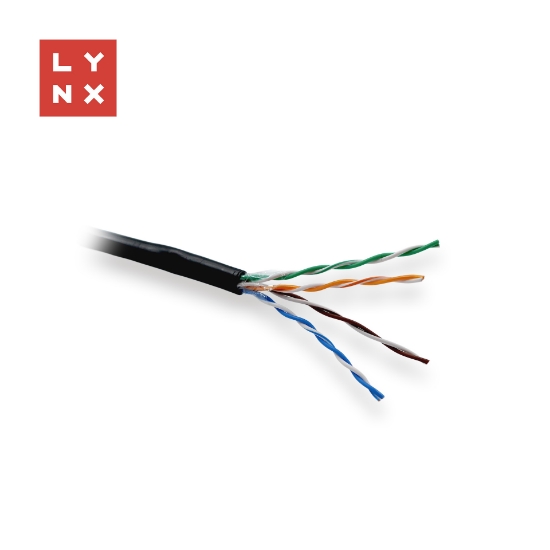Obrázek LYNX UTP kabel Cat5e, PE (Fca), celoměděný, venkovní, černý, box 305m