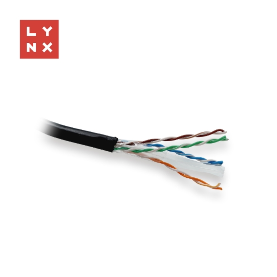 Obrázek LYNX UTP kabel, Cat6, PE (Fca), celoměděný, venkovní, černý, box 305m