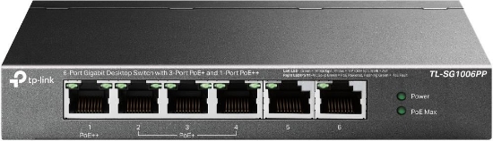 Obrázek TP-Link CCTV switch TL-SG1006PP (6xGbE, 3xPoE+,1xPoE++, 64W, fanless)