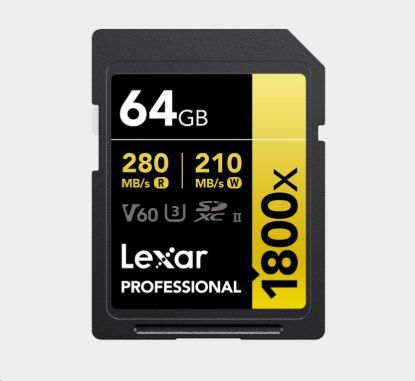 Obrázek Lexar SDXC Pro 1800x U3 UHS- II R280/ W210 (V60) 64GB
