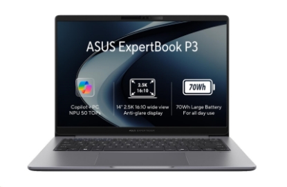 Obrázek ASUS NTB ExpertBook P3 (PM3406CKA-NZR732X), AI 7 350, 14" 2560x1600, 32GB, 1TB SSD, Radeon, W11 Pro, Misty Grey