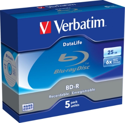 Obrázek VERBATIM BD-R SL Datalife (5-pack)Blu-Ray/Spindle/6x/25GB WHITE BLUE SURFACE