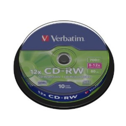 Obrázek VERBATIM CD-RW(10-Pack)Spindle/8x-12x/High Speed/DLP/700MB