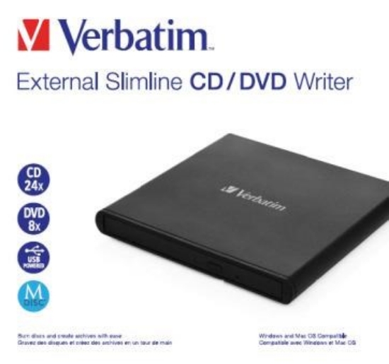 Obrázek VERBATIM externí mechanika Slimline CD/DVD Writer USB - without NERO